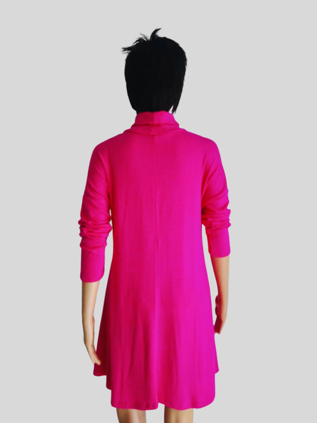 Robe-pull ROSE FUCHSIA évasée à col roulé