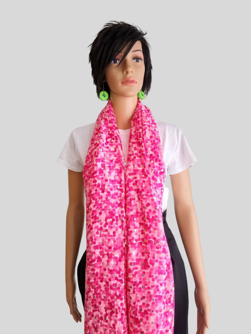Foulard ROSE FUCHSIA imprimé à pois