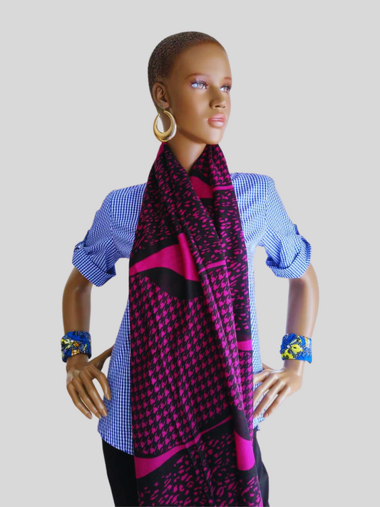 Foulard ROSE FUCHSIA imprimé léopard