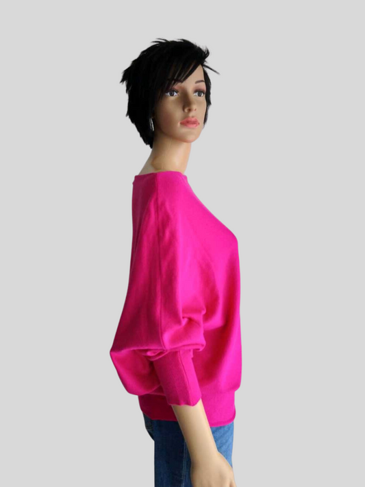 Pull ROSE FUCHSIA à col bateau