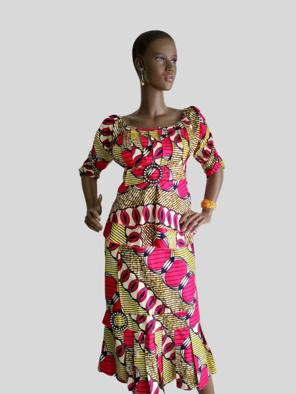 Ensemble ROSE FUCHSIA en pagne WAX fait main