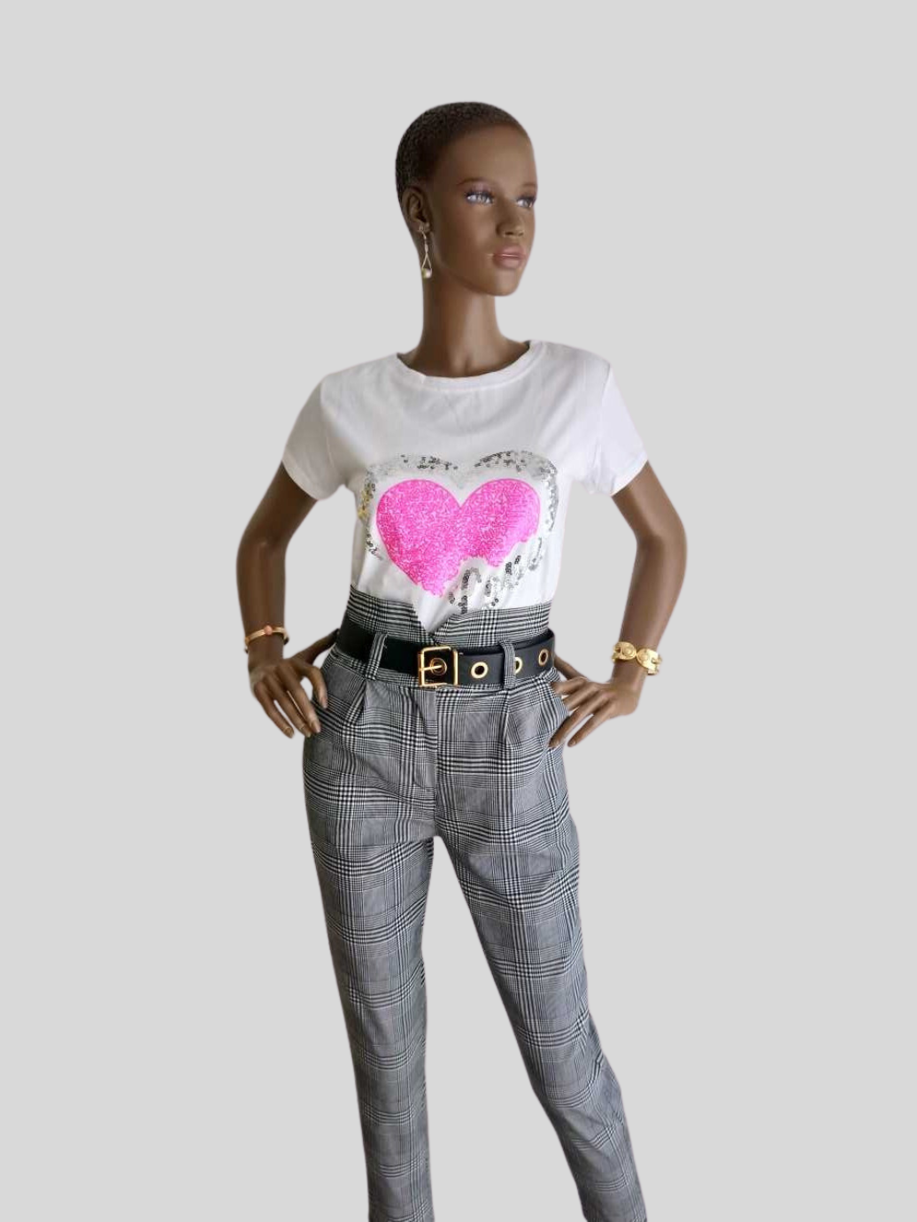 T-shirt BLANC en coton à paillettes