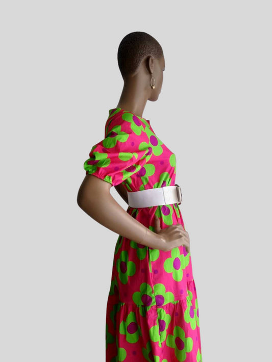 Robe CORAIL ROUGE imprimée à fleurs