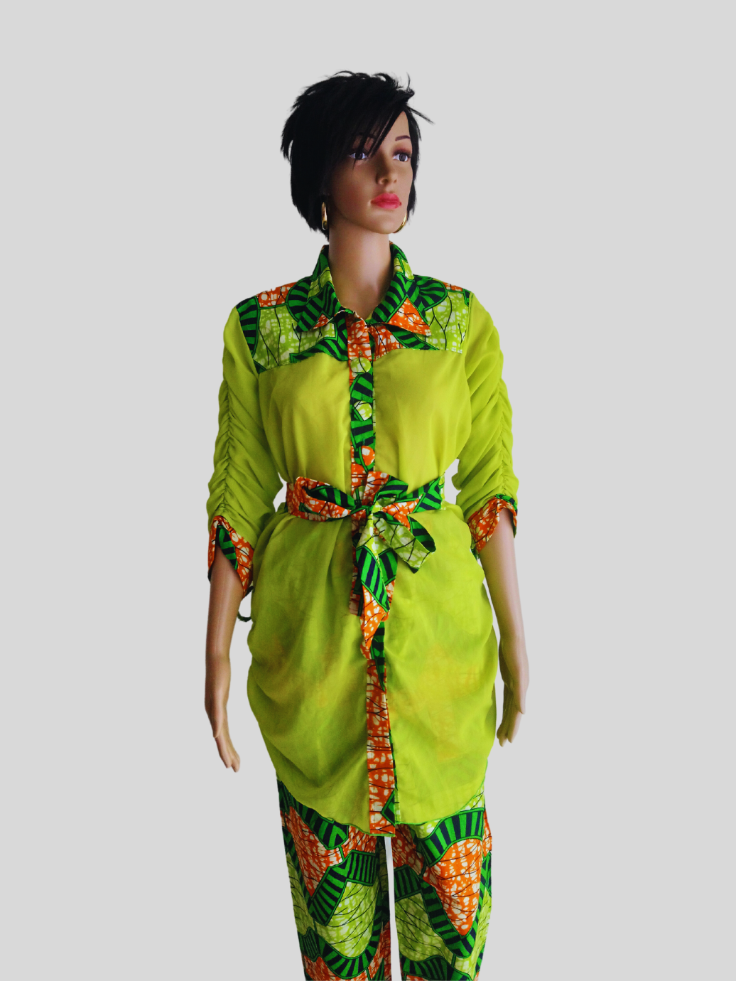 Ensemble VERT ANIS en pagne WAX fait main