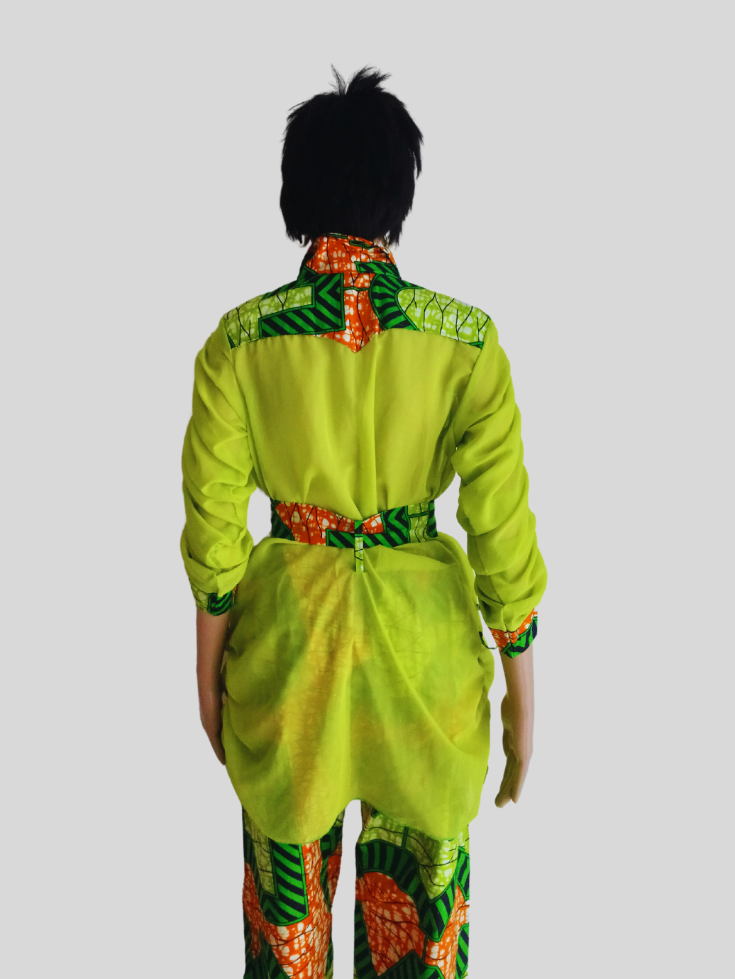 Ensemble VERT ANIS en pagne WAX fait main