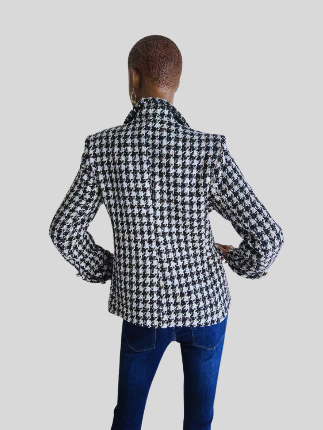 Veste NOIRE/BLANCHE imprimée pied de poule