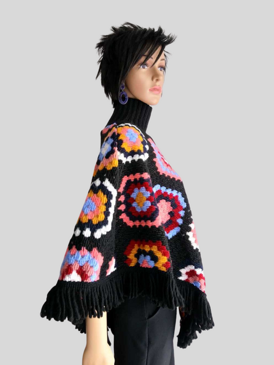 Poncho en laine MULTICOLORE