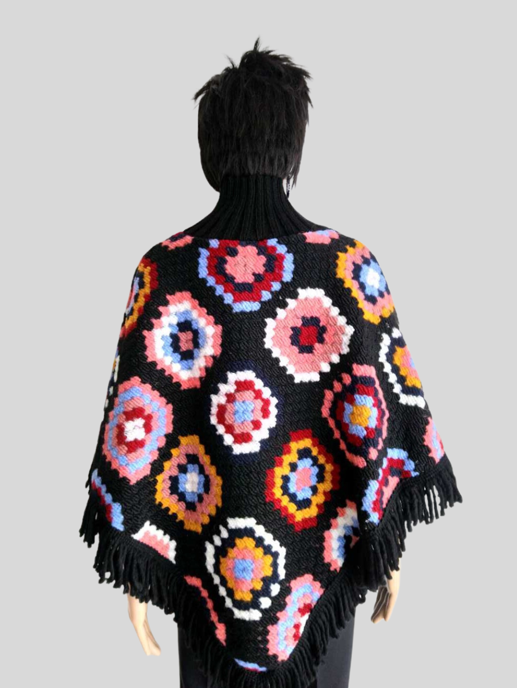 Poncho en laine MULTICOLORE