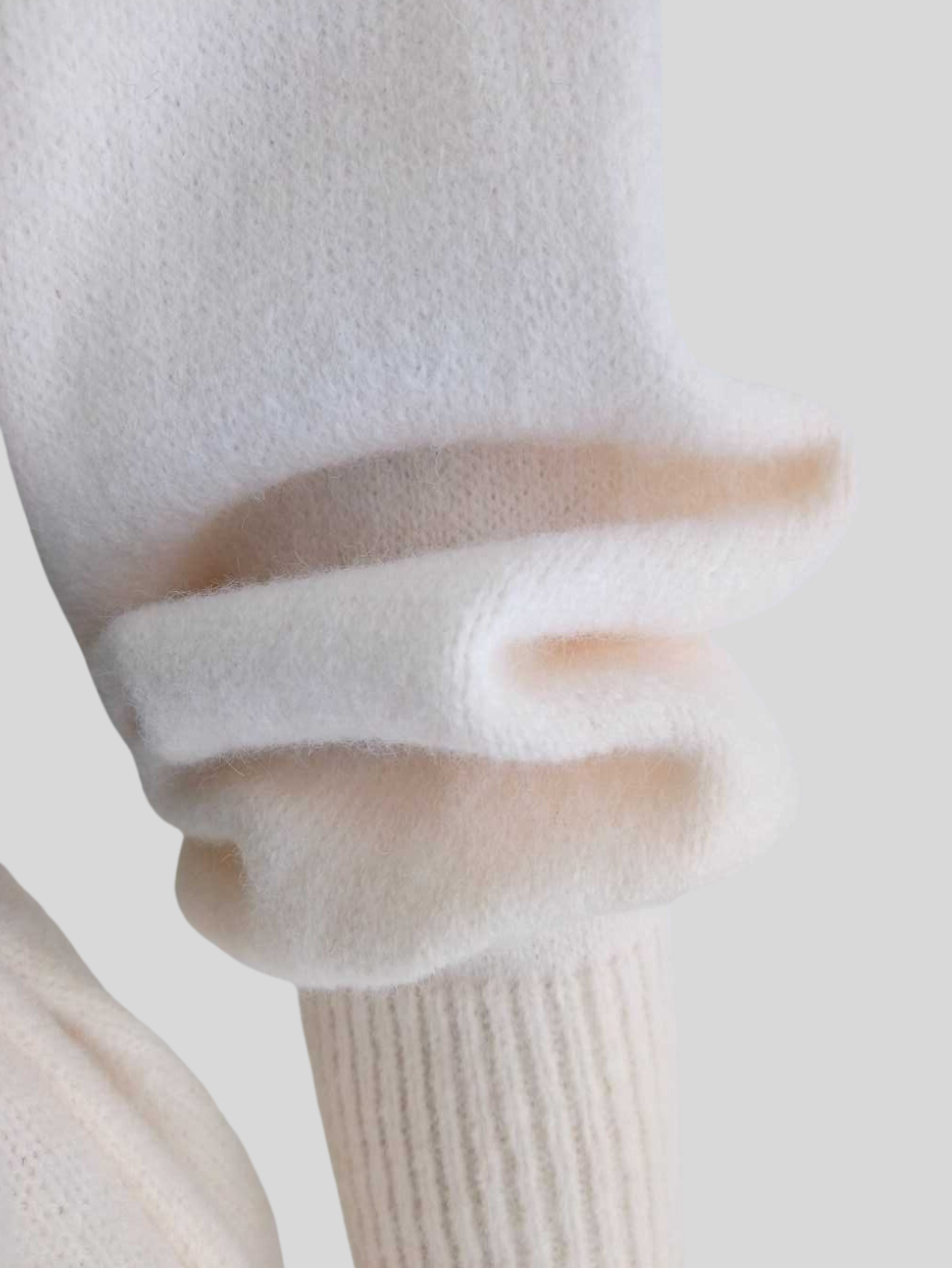 Robe-pull BEIGE en laine avec ceinture