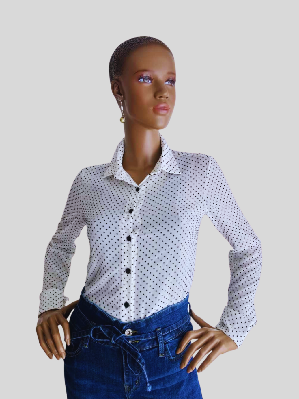 Chemisier BLANC Imprime a pois BUESSO