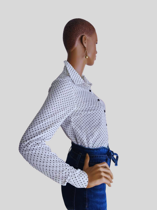Chemisier BLANC Imprimé à pois