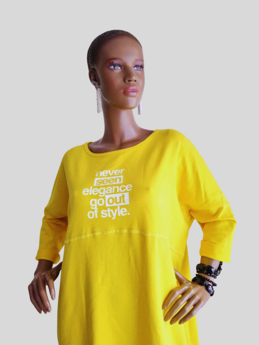 Robe T-shirt JAUNE imprimée