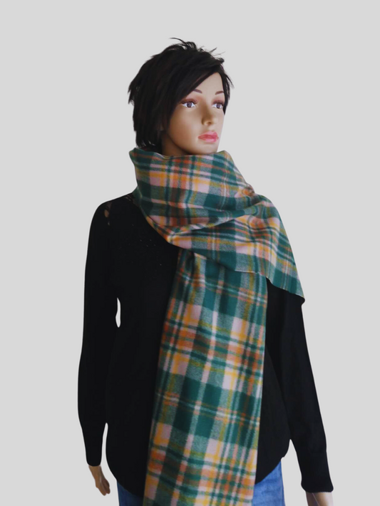 Écharpe VERTE imprimée à carreaux