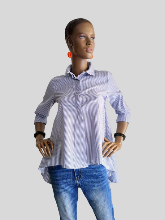 Chemisier BLEU imprimé à rayures