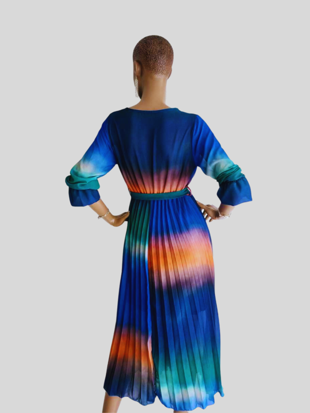 Robe BLEUE plissée originale à nouer