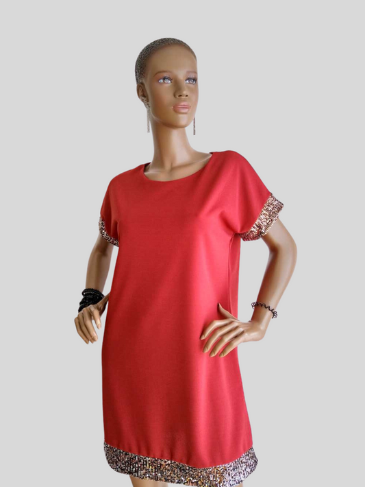 Robe ROUGE BORDEAUX à sequins