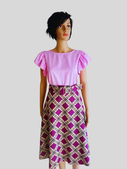 Jupe à carreaux MAUVE