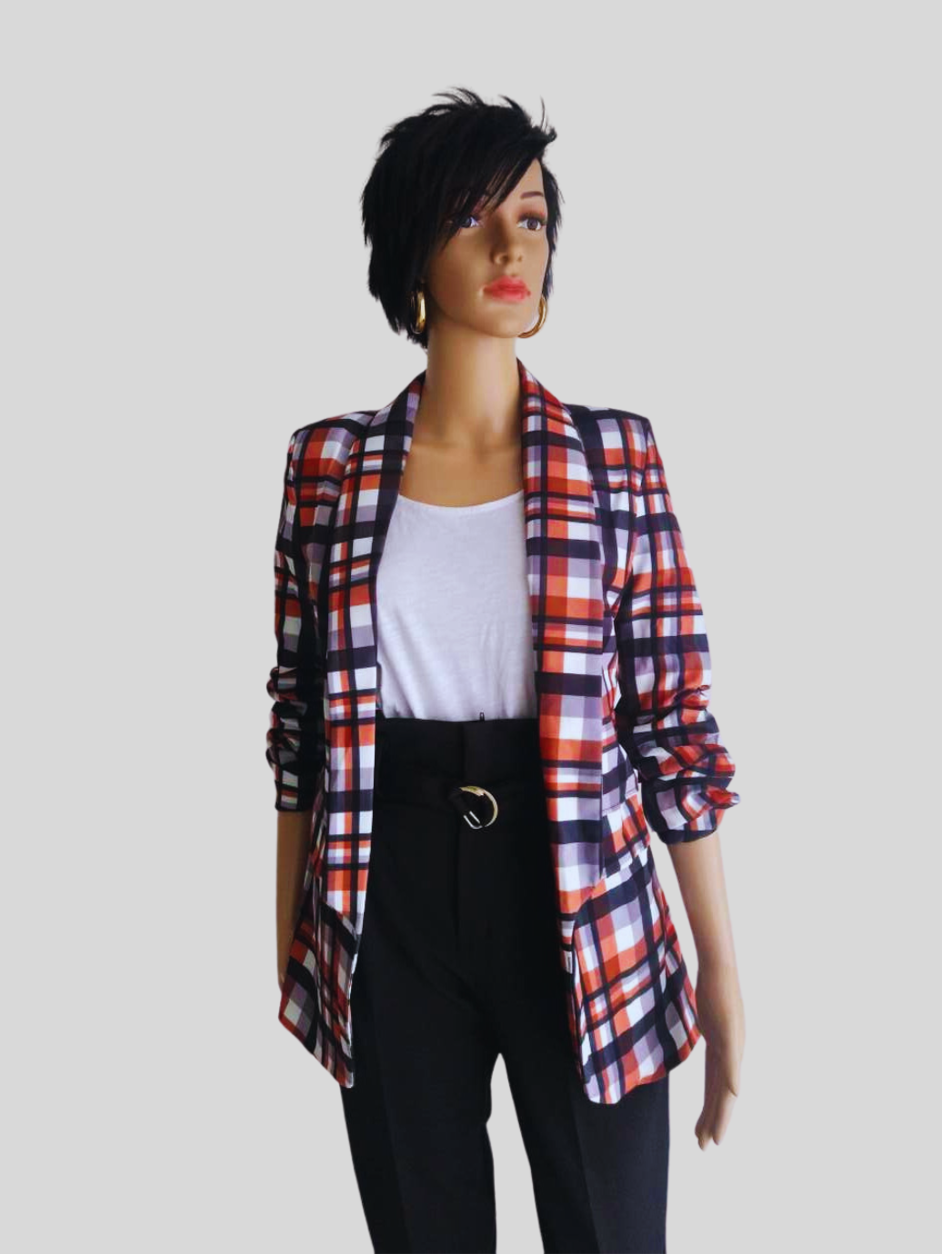 Blazer NOIR/MARRON imprimé à carreaux