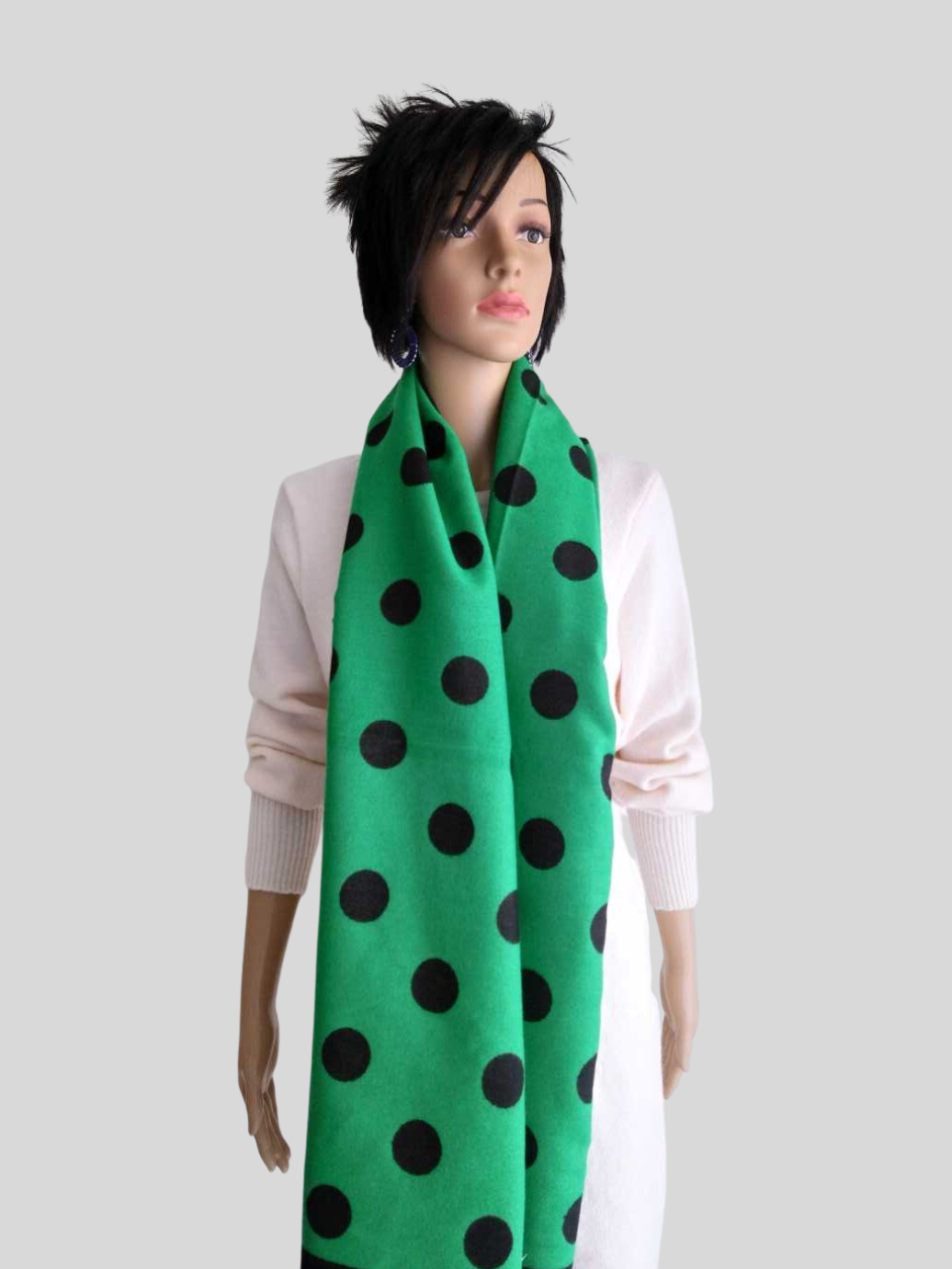 Écharpe VERTE à pois réversible