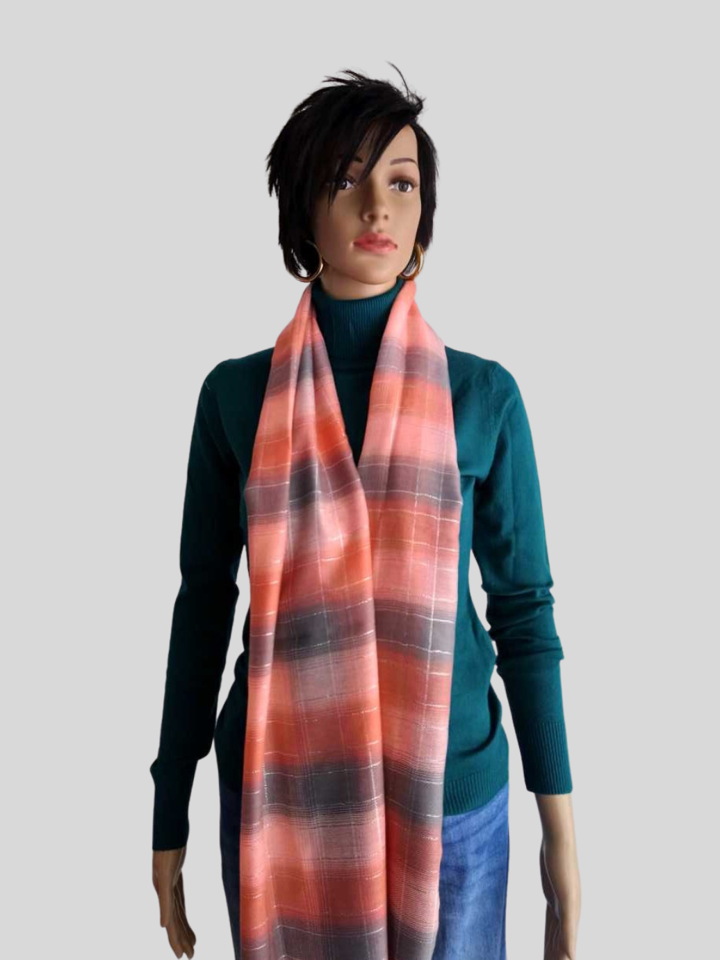 Foulard CORAIL scintillant à carreaux