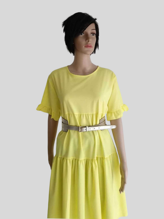 Robe JAUNE à manches à volants
