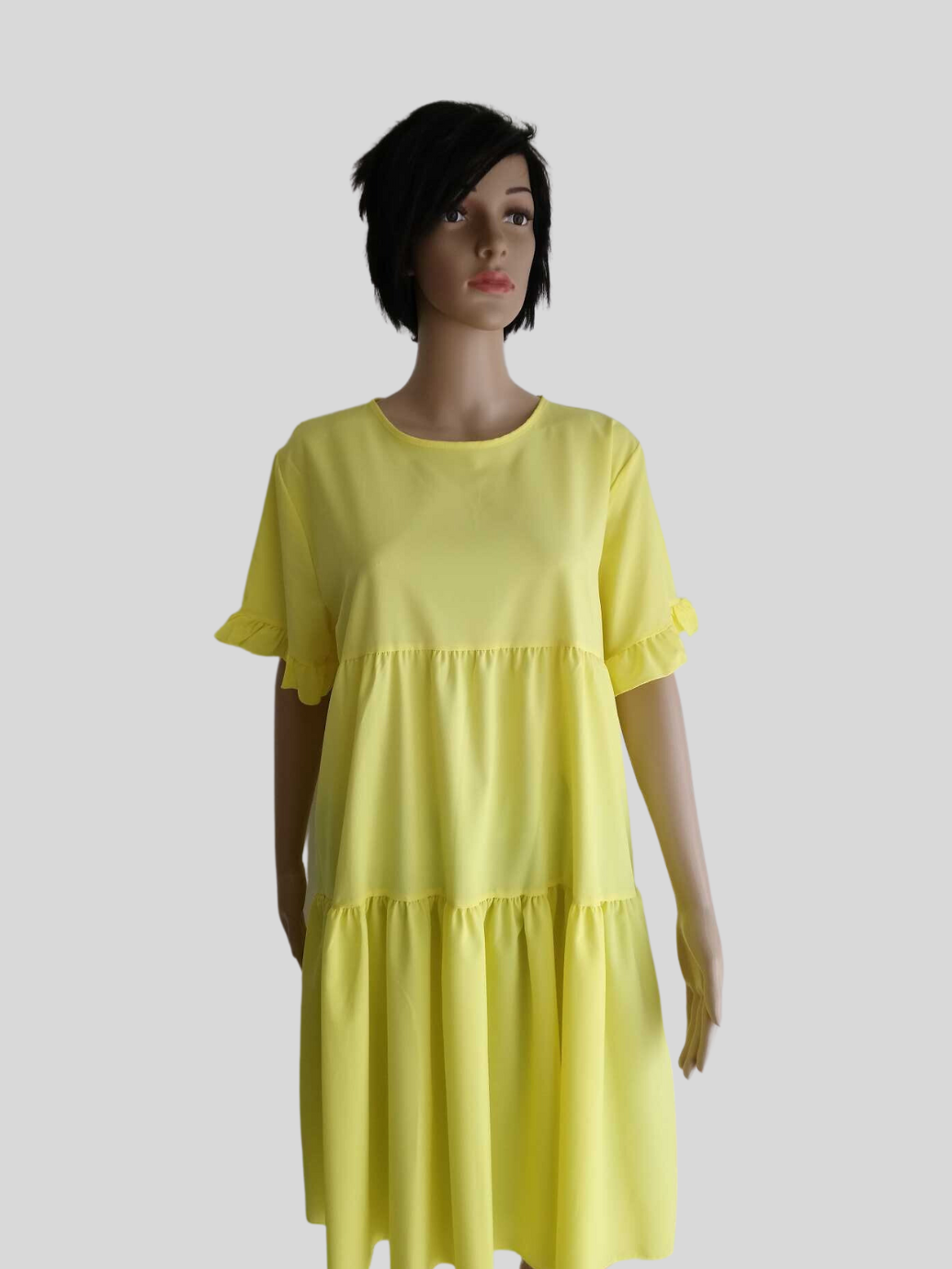 Robe JAUNE à manches à volants