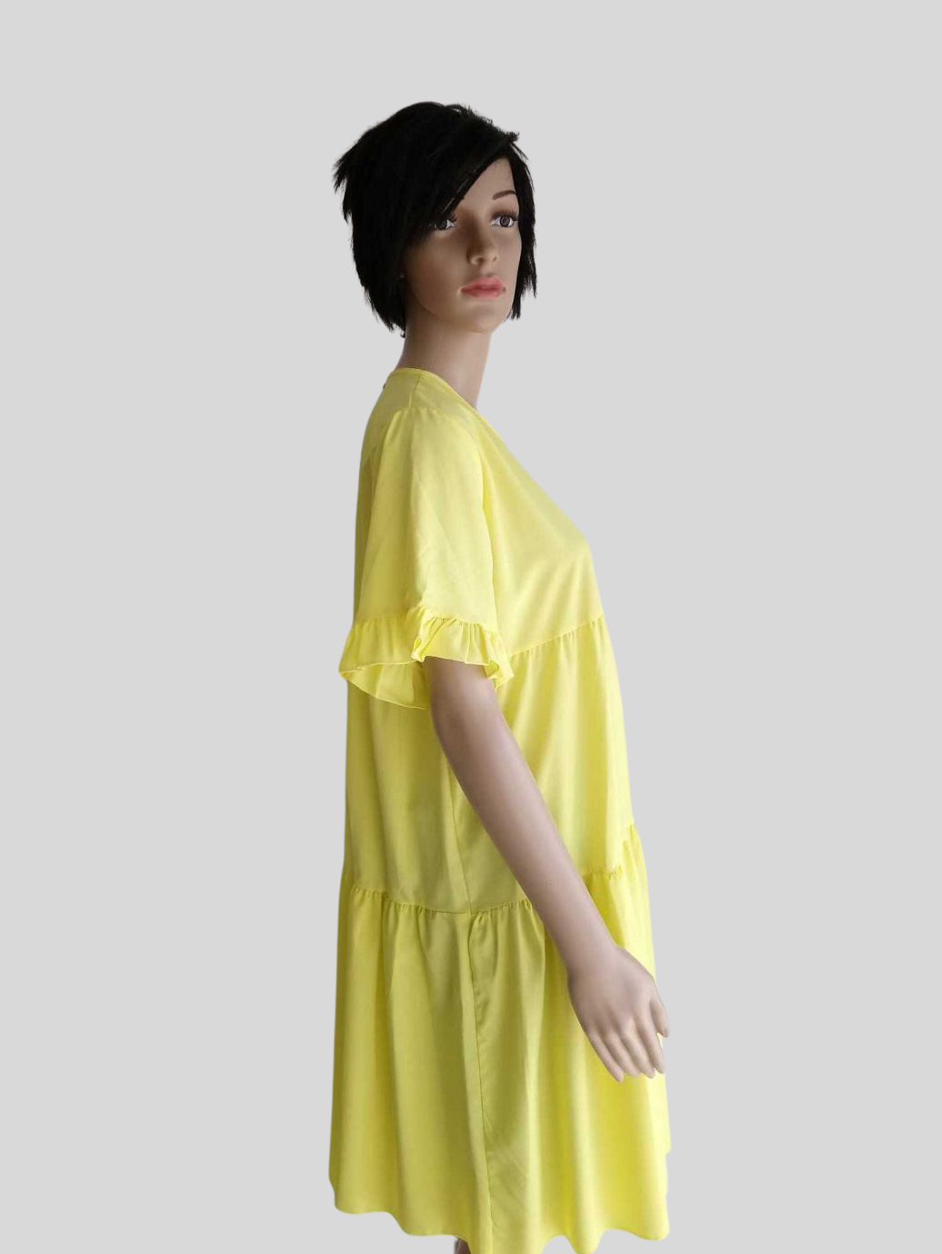 Robe JAUNE à manches à volants