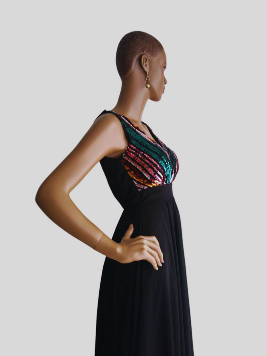 Robe Chic VERT BOIS à paillettes