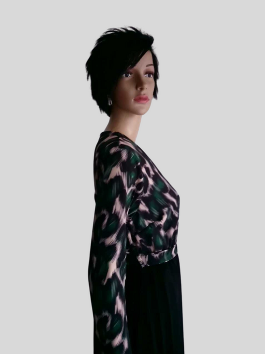 Robe VERT BOUTEILLE imprimée léopard