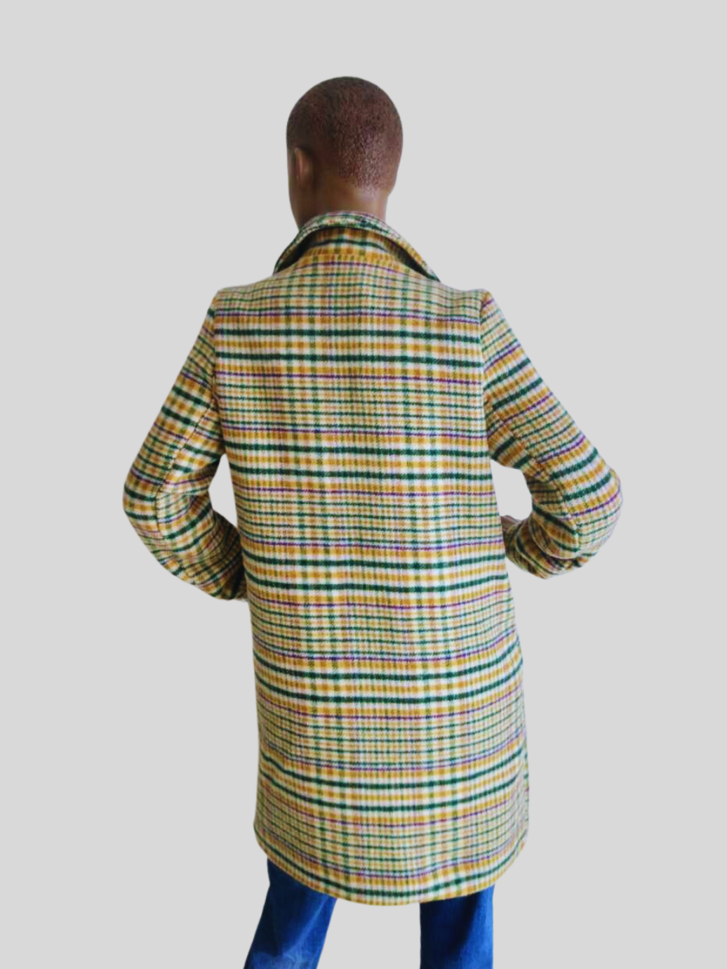 Manteau VERT imprimé à carreaux