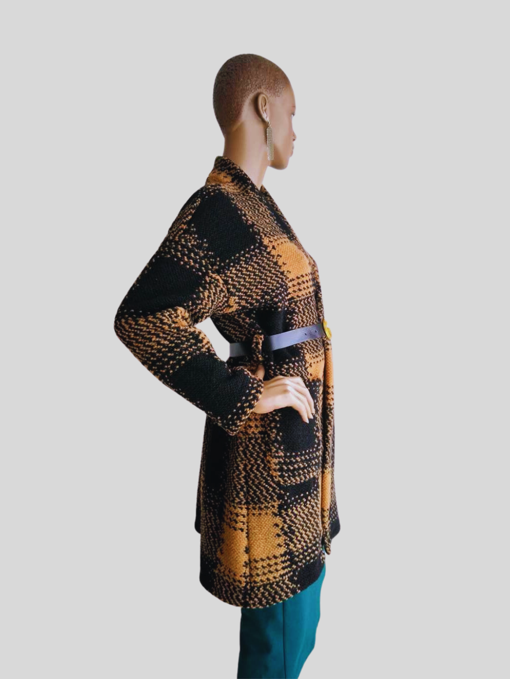 Manteau MARRON imprimé à carreaux