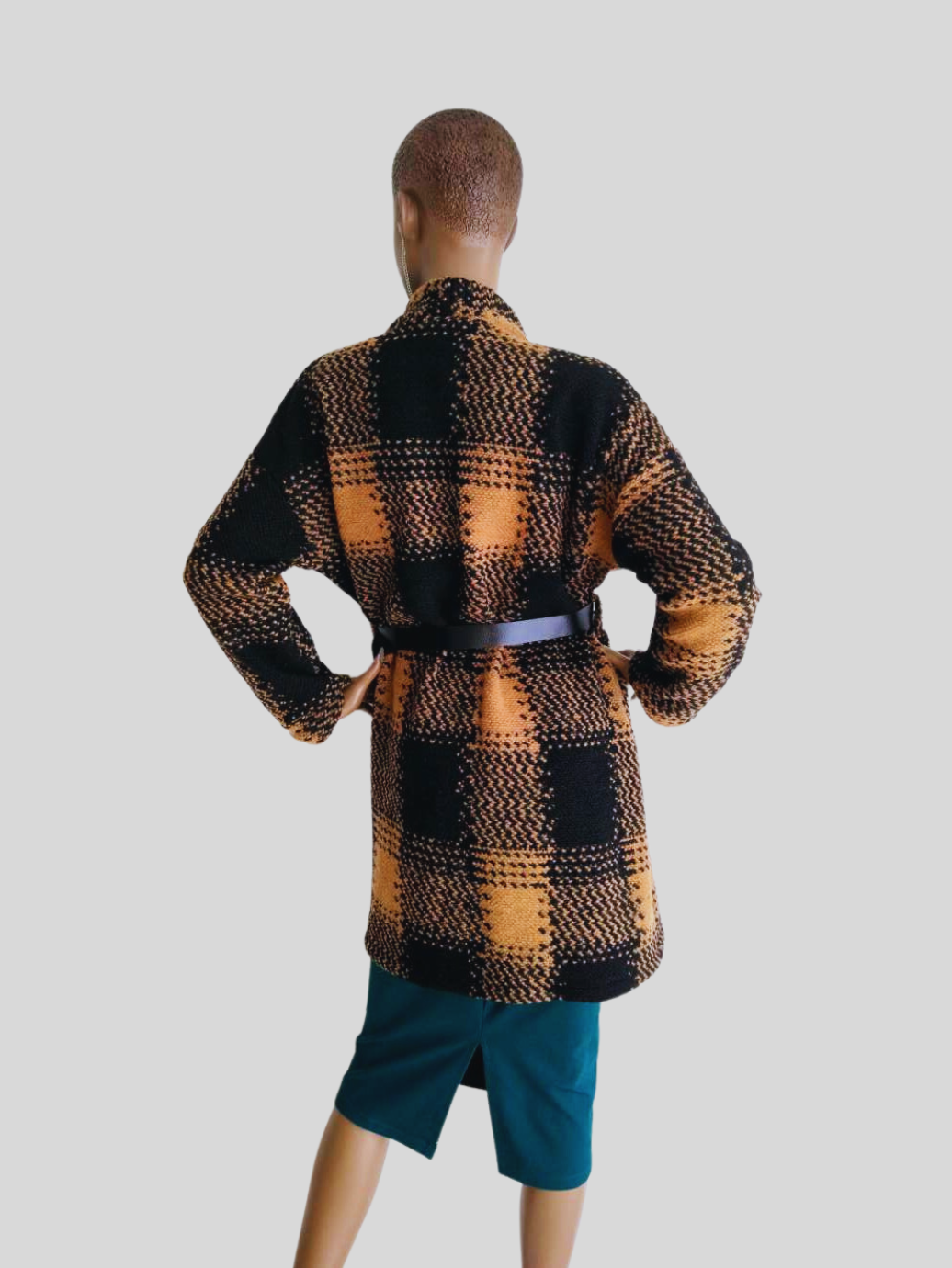 Manteau MARRON imprimé à carreaux