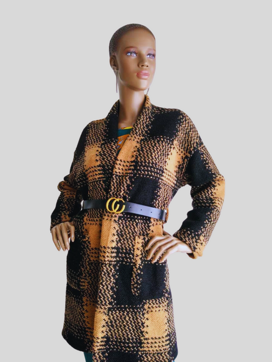 Manteau MARRON imprimé à carreaux