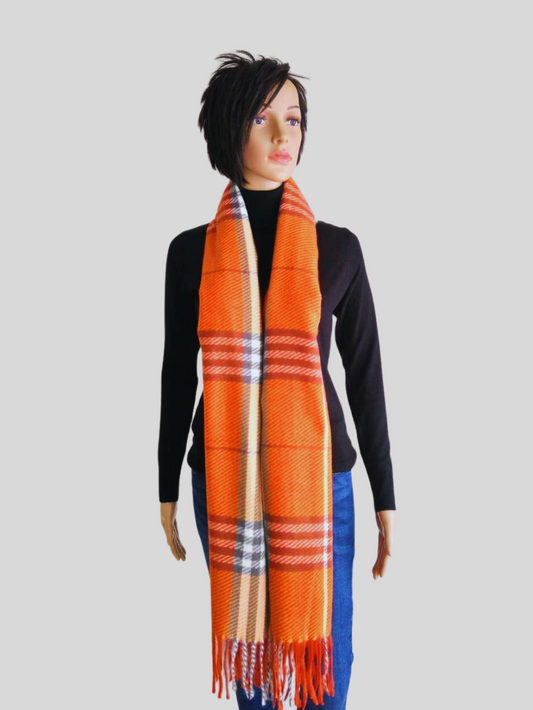 Écharpe ORANGE imprimée à carreaux