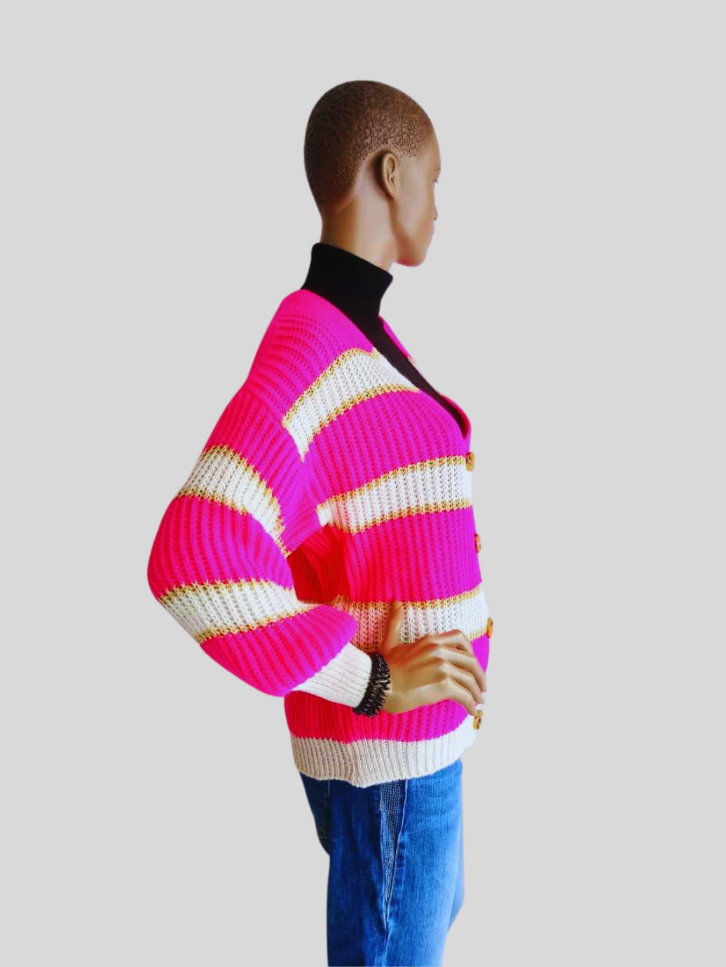 Gilet à rayures ROSE FUCHSIA