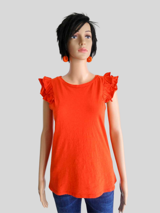 T-shirt ORANGE à volants