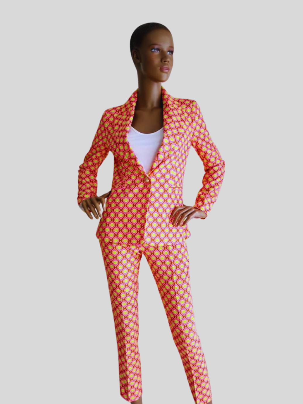 Tailleur pantalon ROSE ORANGÉ imprimé