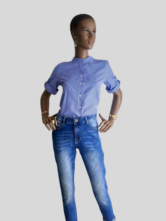 JEAN straight à strass BLEU CLAIR