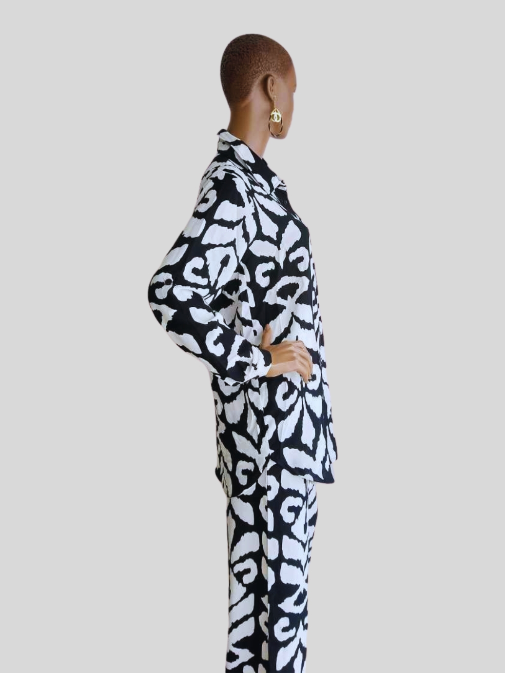 Ensemble chemise et pantalon NOIR BLANC imprimé