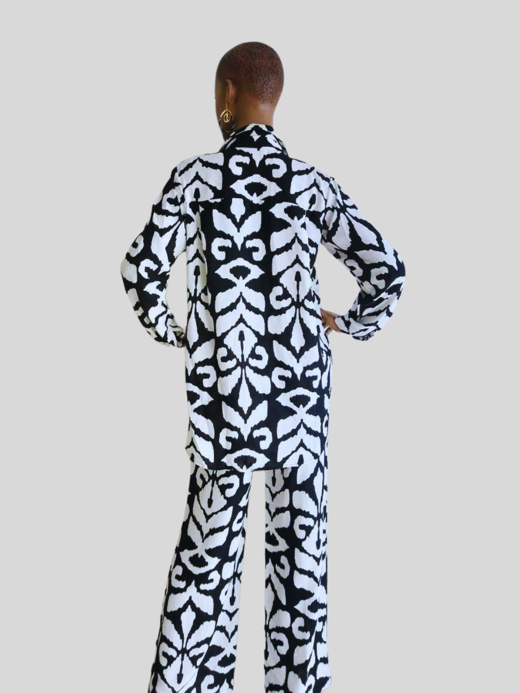 Ensemble chemise et pantalon NOIR BLANC imprimé