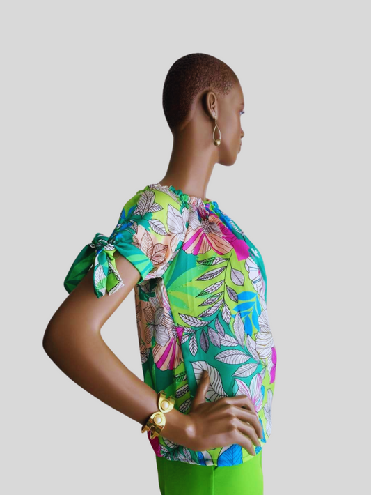 Blouse JADE imprimée à fleurs à nouer