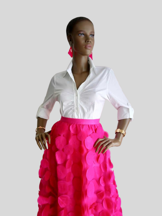 Jupe longue en tulle à pois - Rose fuchsia, élégance et féminité assurée