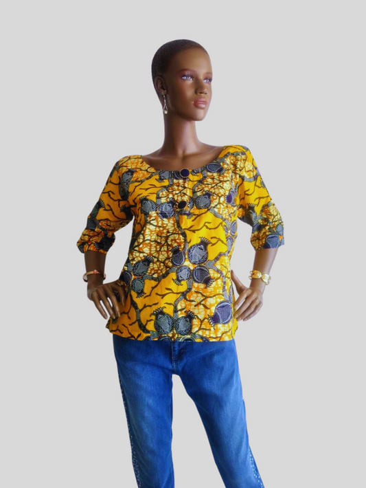 Top en WAX "MODE POPO" JAUNE MOUTARDE