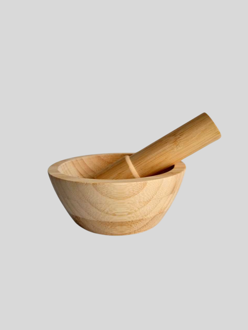 Mortier et pilon en bambou pour épices, herbes, graines, noix