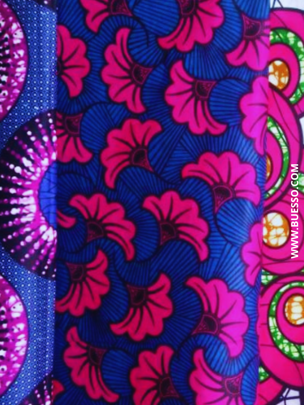 Pagne TOP WAX, motifs fleurs ROSE FUCHSIA