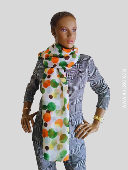 Foulard imprimé à pois VERT & ORANGE