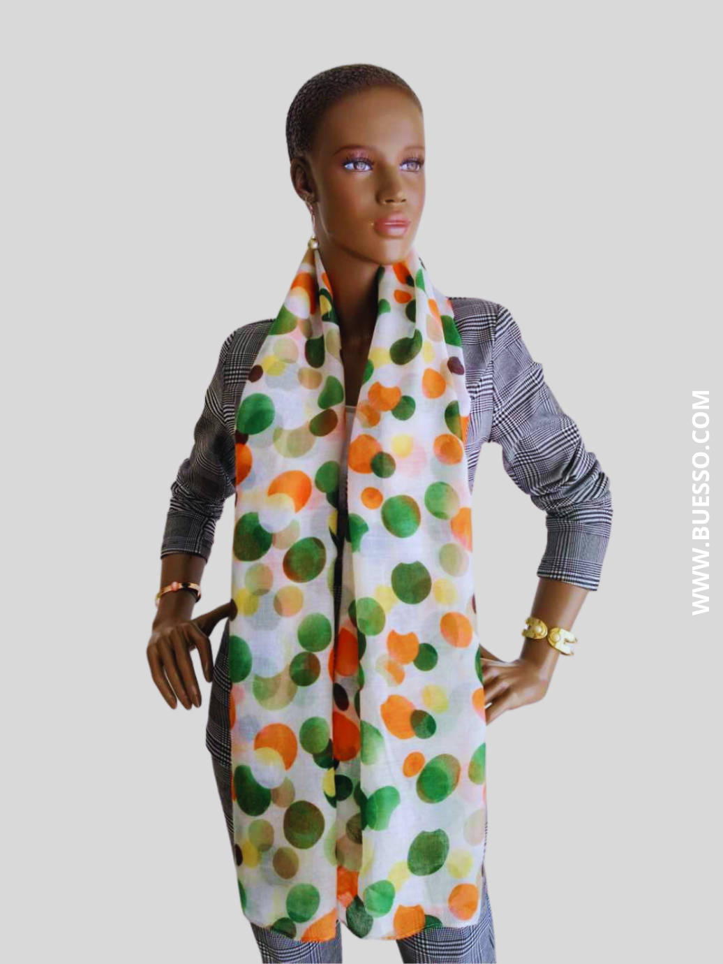 Foulard imprimé à pois VERT & ORANGE