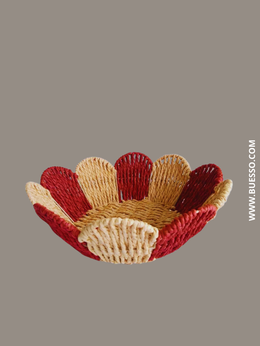 Panier tressé rond ROUGE