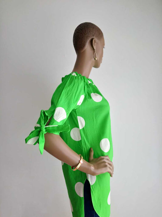 Buesso - Tunique à pois à nouer VERT POMME