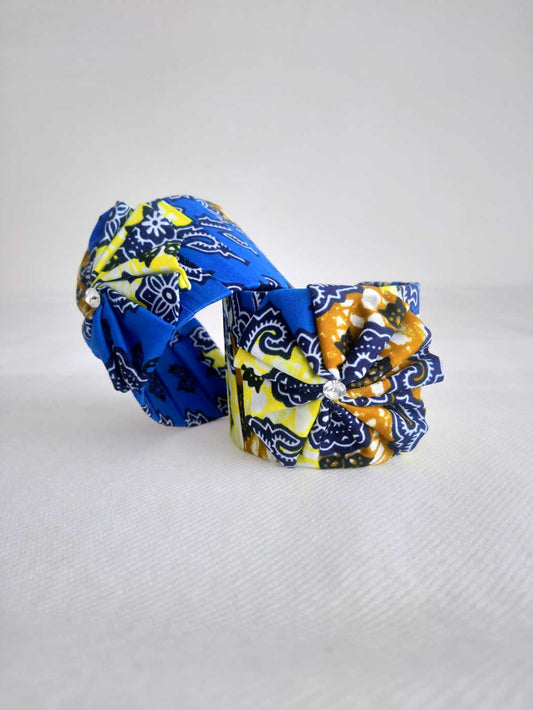 Buesso - Bracelet fait main en pagne WAX jaune/marron pour femmes